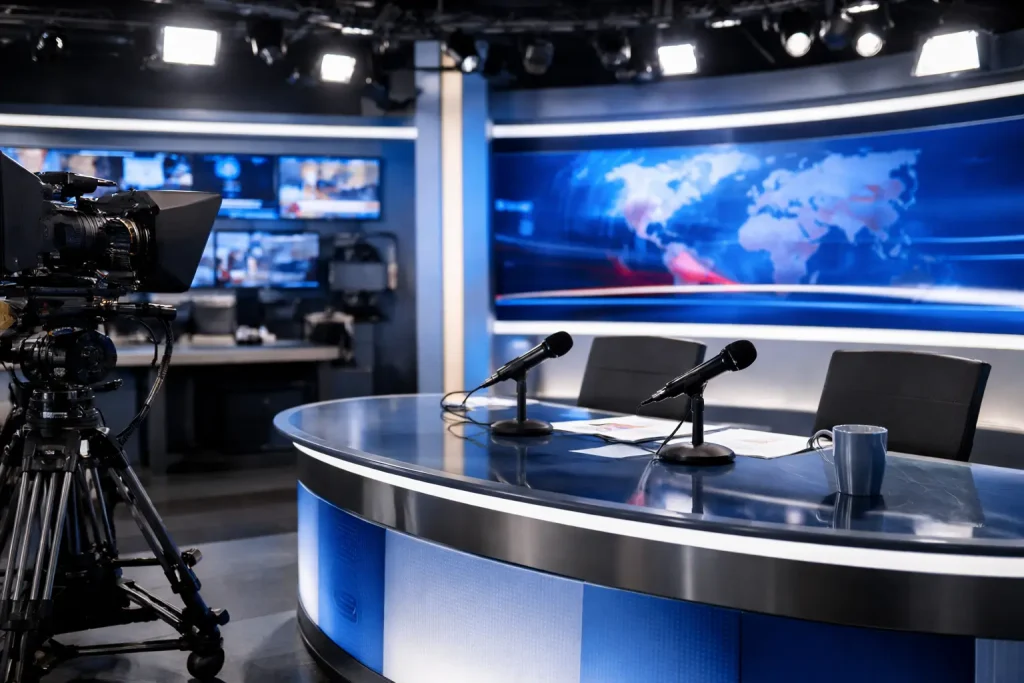 Television studio representing Joe Concha’s media career